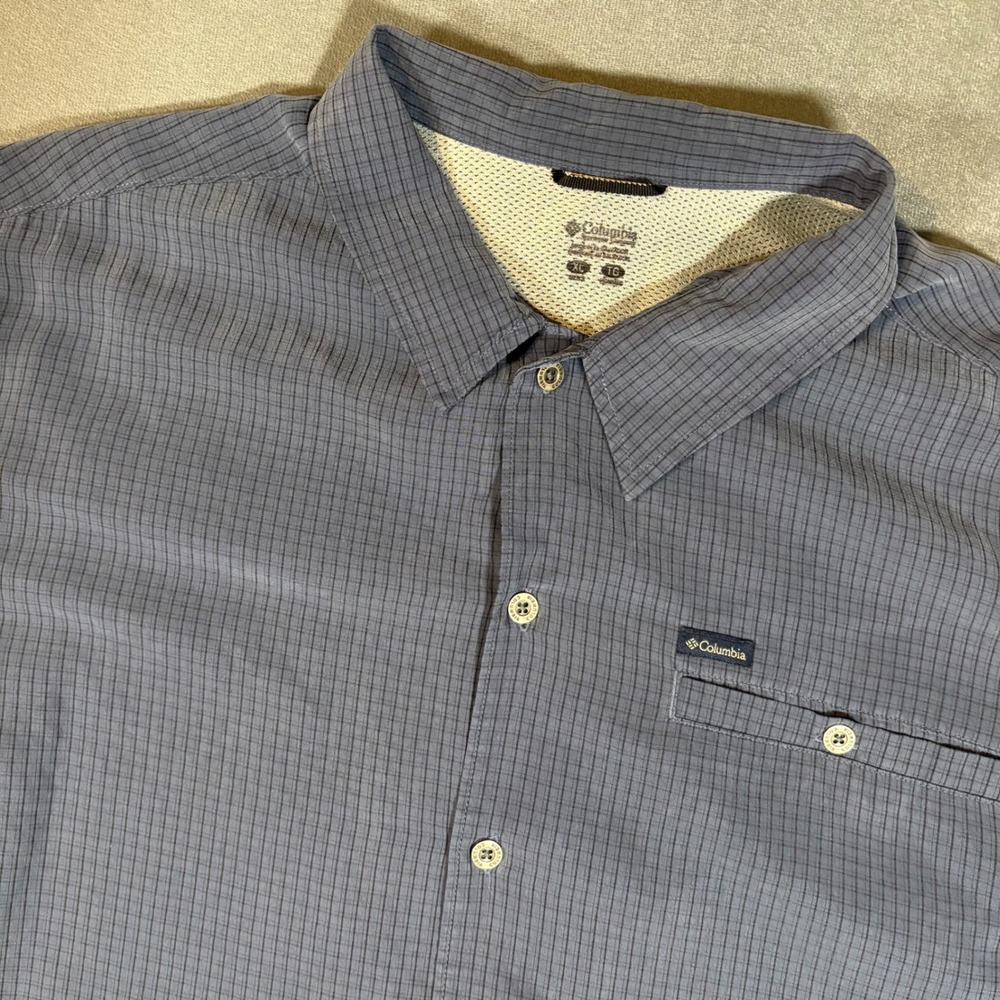 Columbia Sportswear Omni Shade Button Down Blue Shirt X-Large Modal/Polyester